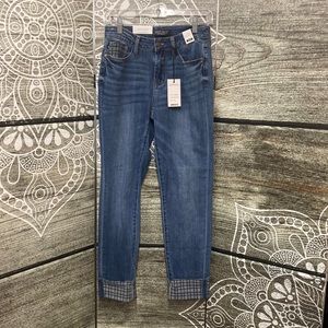 Judy Blue Plaid Cuff Skinny Jean